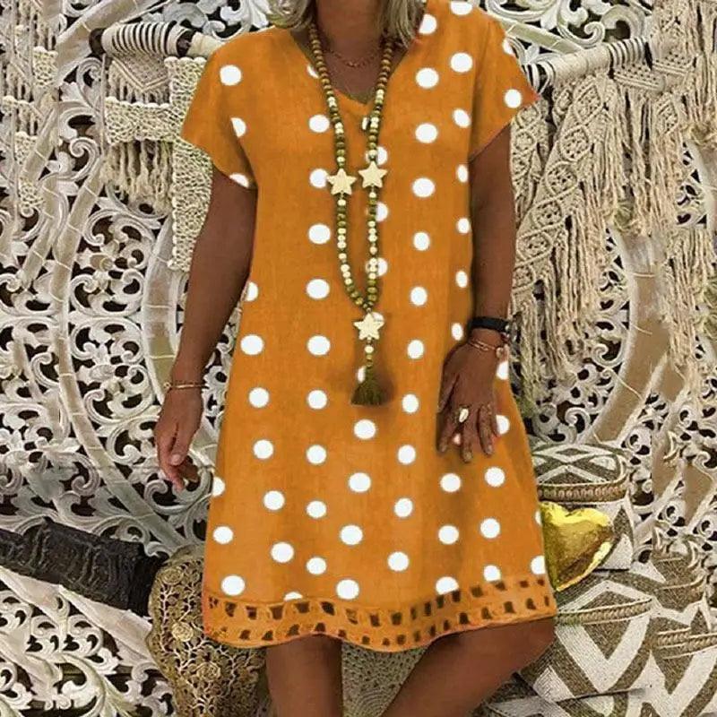 Élégante robe d'été lâche pour femme orange jaune robes d'été pour femmes - Tenues mignonnes pour femmes