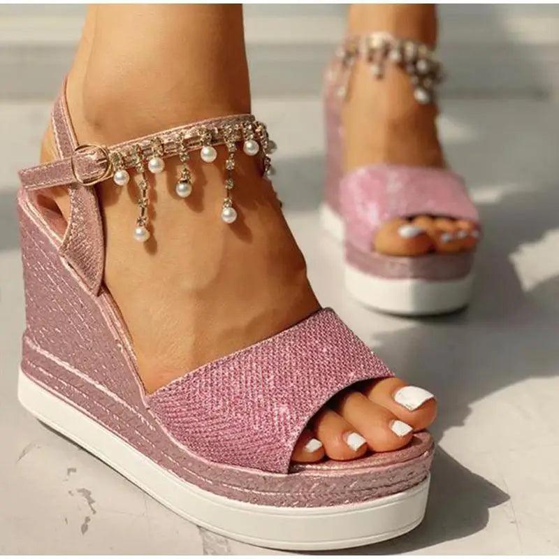 2021 Nouvelles Sandales d'Été pour Femmes Détail Clouté Design Brillant de Luxe Chaussures Décontractées pour Femmes