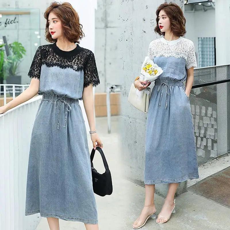 Robe d'été moderne en jean élégant à manches courtes - Robes tendance pour femmes Tenues de soirée