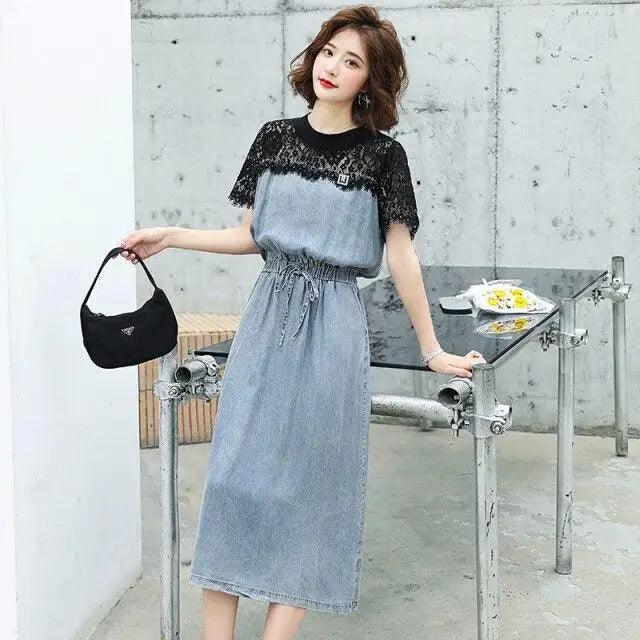 Robe d'été moderne en jean élégant à manches courtes - Robes tendance pour femmes Tenues de soirée