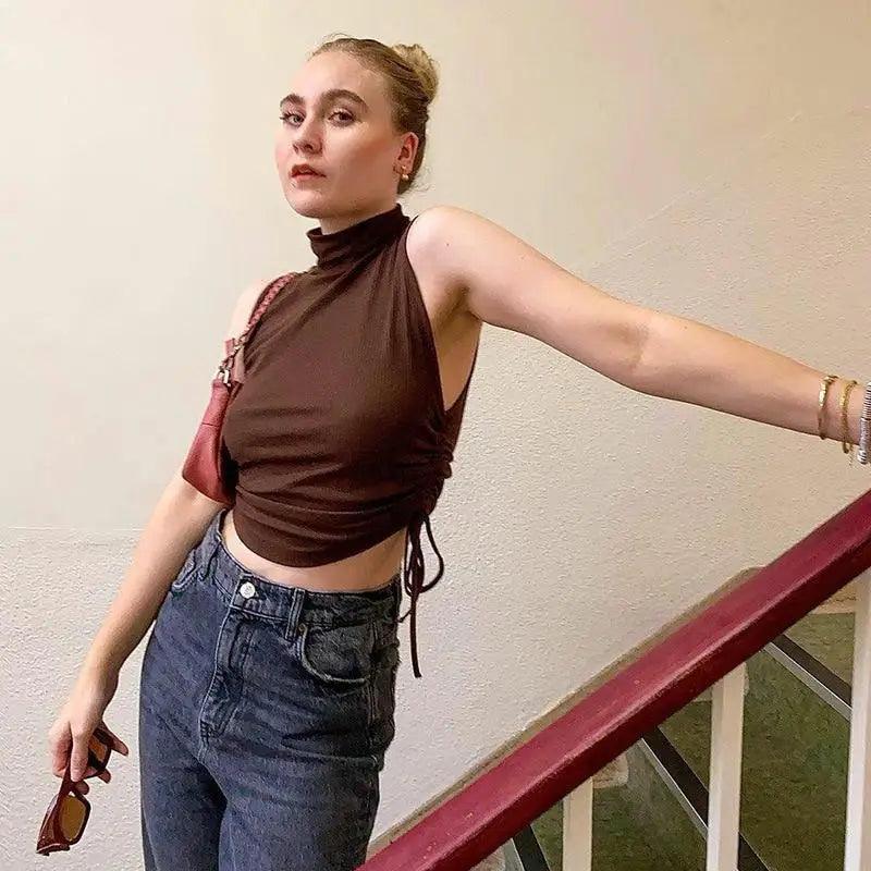 Été jolie mode Femmes Débardeur court à col montant, jolis styles de mode, meilleurs débardeurs