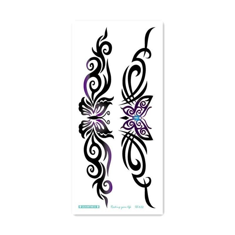 Tatouage Temporaire Papillon Étanche 2021, Motif Noir, Autocollant de Fleur Faux Tatouage pour Femmes et Filles, pour la Taille