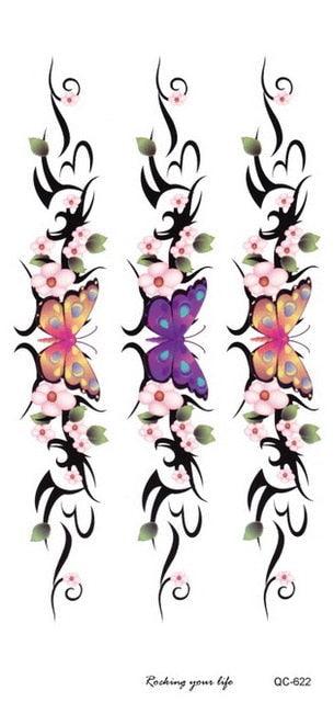 Tatouage Temporaire Papillon Étanche 2021, Motif Noir, Autocollant de Fleur Faux Tatouage pour Femmes et Filles, pour la Taille