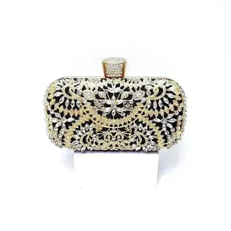 Pochette de soirée florale avec diamants - Minaudière mariage et soirée | Femstylo