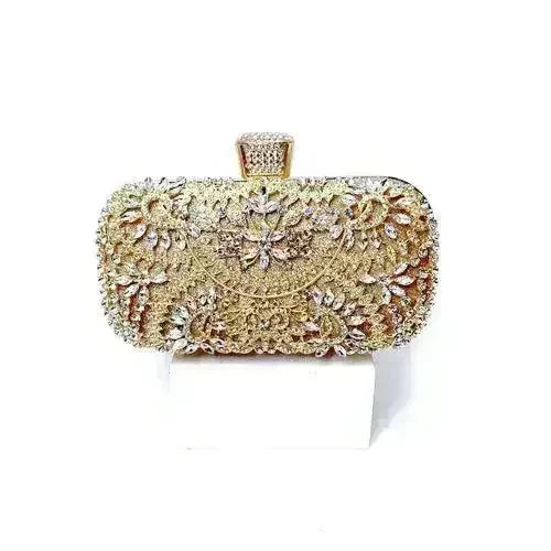 Pochette de soirée florale avec diamants - Minaudière mariage et soirée | Femstylo