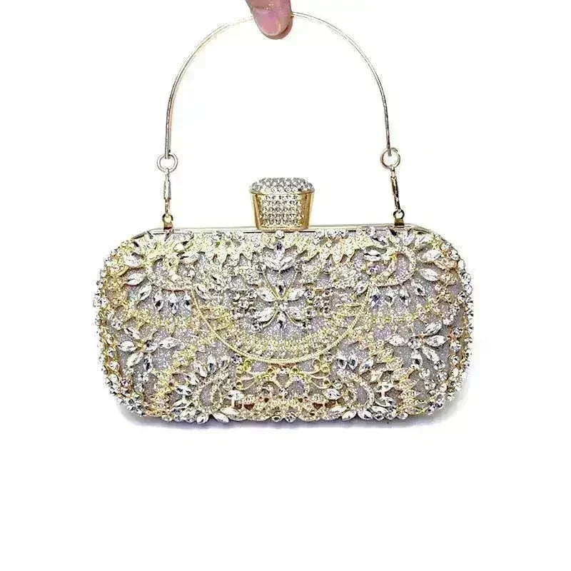 Pochette de soirée florale avec diamants - Minaudière mariage et soirée | Femstylo