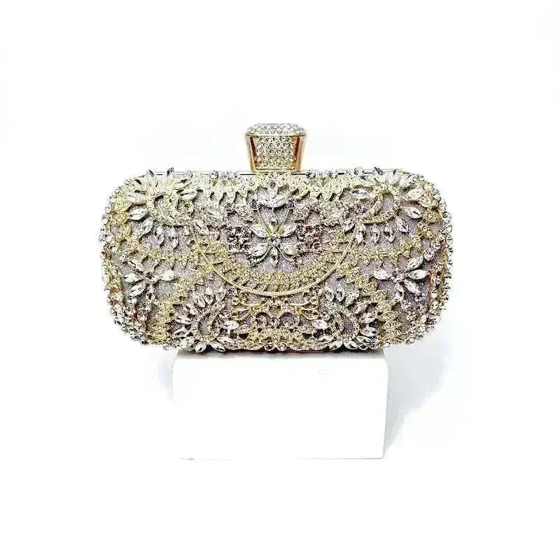 Pochette de soirée florale avec diamants - Minaudière mariage et soirée | Femstylo
