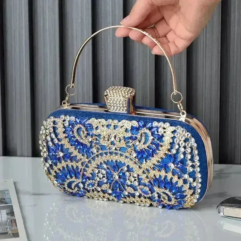 Pochette de soirée florale avec diamants - Minaudière mariage et soirée | Femstylo