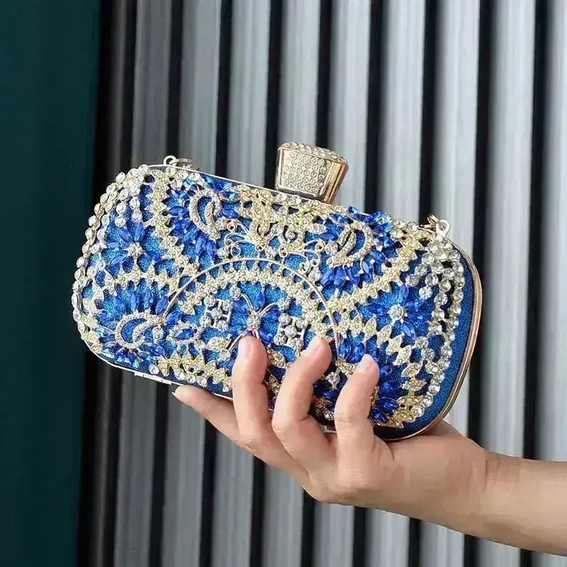 Pochette de soirée florale avec diamants - Minaudière mariage et soirée | Femstylo
