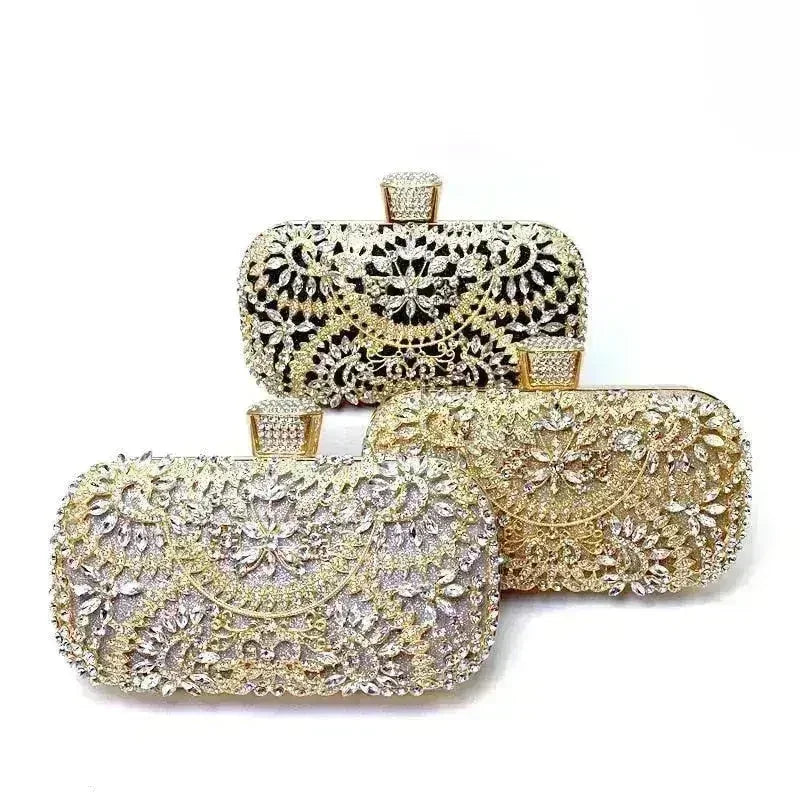 Pochette de soirée florale avec diamants - Minaudière mariage et soirée | Femstylo