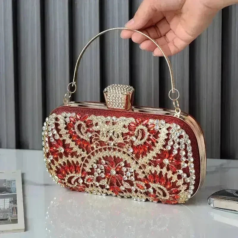 Pochette de soirée florale avec diamants - Minaudière mariage et soirée | Femstylo