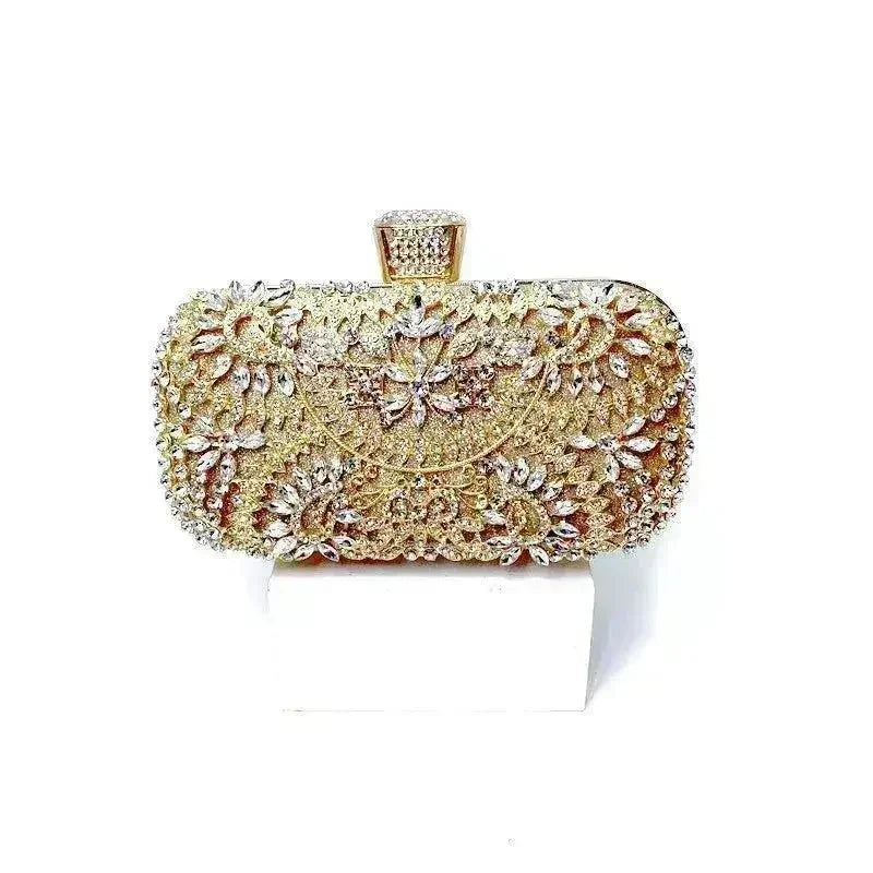 Pochette de soirée florale avec diamants - Minaudière mariage et soirée | Femstylo