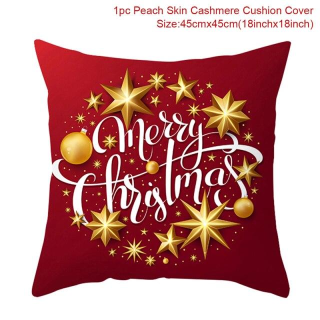 Décoration de Noël 2022 Housse de coussin Père Noël pour la maison Taies d'oreiller décoratives de Noël Bonhomme de neige Père Noël Housse de coussin en lin Housse de canapé Ornement Joyeux Noël Cadeaux de Noël 45x45CM