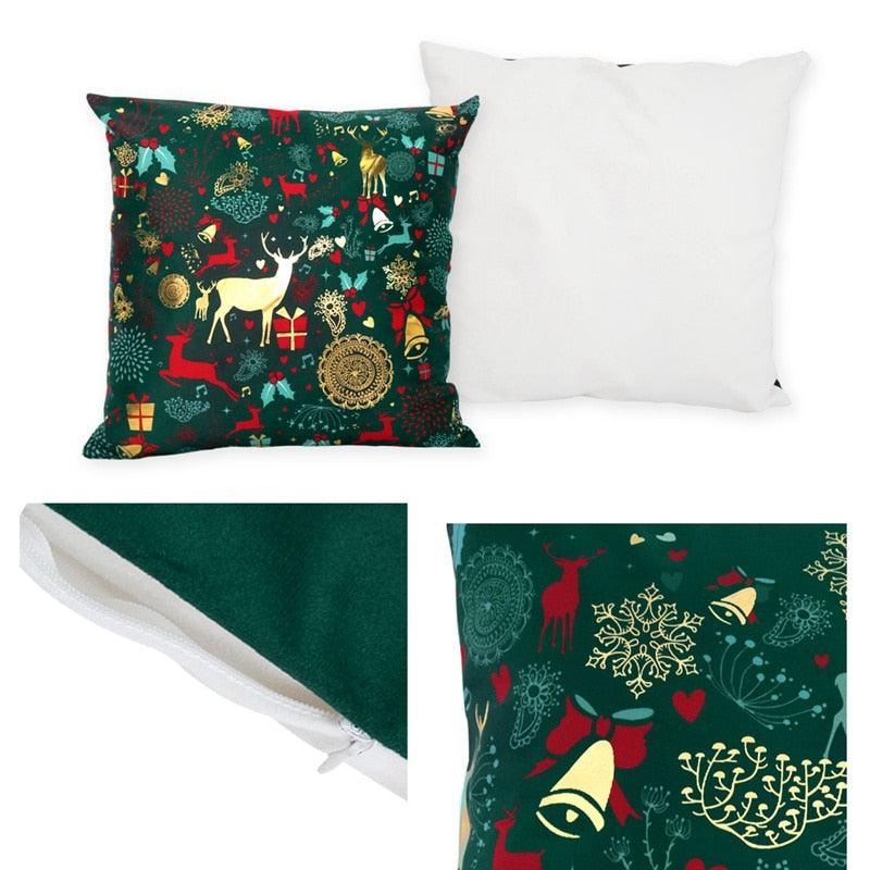 Décoration de Noël 2022 Housse de coussin Père Noël pour la maison Taies d'oreiller décoratives de Noël Bonhomme de neige Père Noël Housse de coussin en lin Housse de canapé Ornement Joyeux Noël Cadeaux de Noël 45x45CM