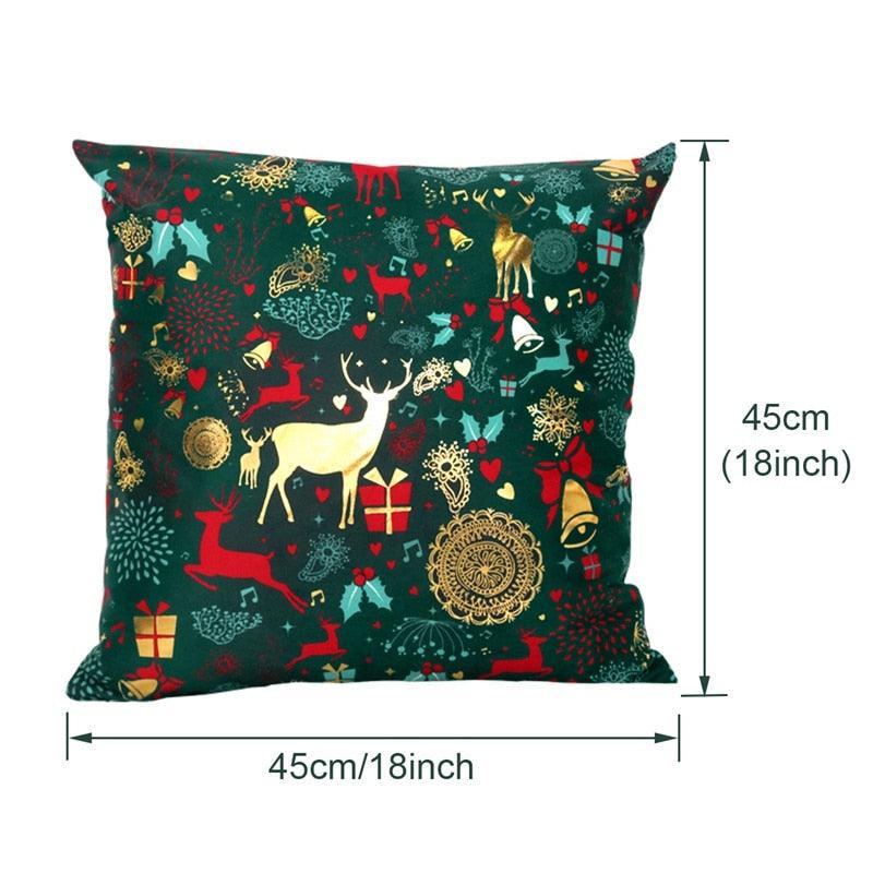 Décoration de Noël 2022 Housse de coussin Père Noël pour la maison Taies d'oreiller décoratives de Noël Bonhomme de neige Père Noël Housse de coussin en lin Housse de canapé Ornement Joyeux Noël Cadeaux de Noël 45x45CM