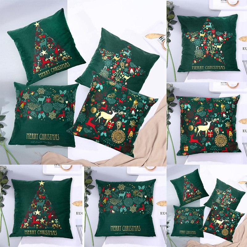 Décoration de Noël 2022 Housse de coussin Père Noël pour la maison Taies d'oreiller décoratives de Noël Bonhomme de neige Père Noël Housse de coussin en lin Housse de canapé Ornement Joyeux Noël Cadeaux de Noël 45x45CM
