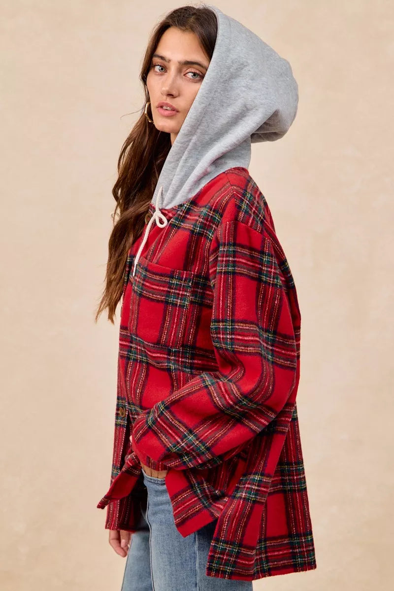 Veste à capuche à carreaux BiBi