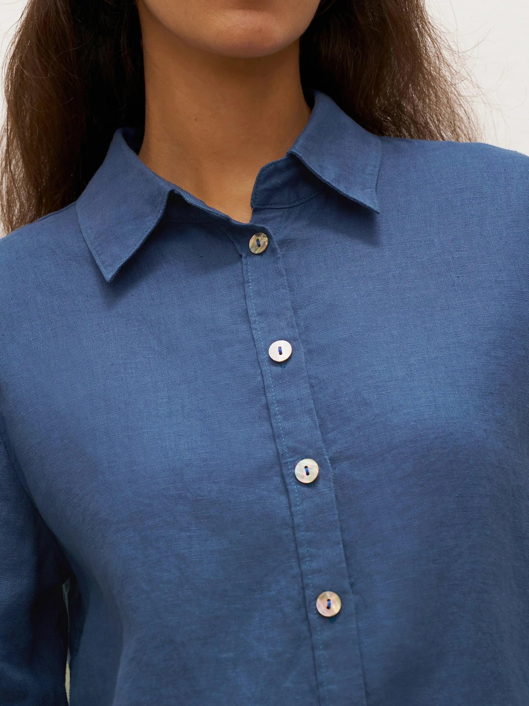 Chemise 100 % lin boutonnée sur le devant avec ourlet allongé JOVAN