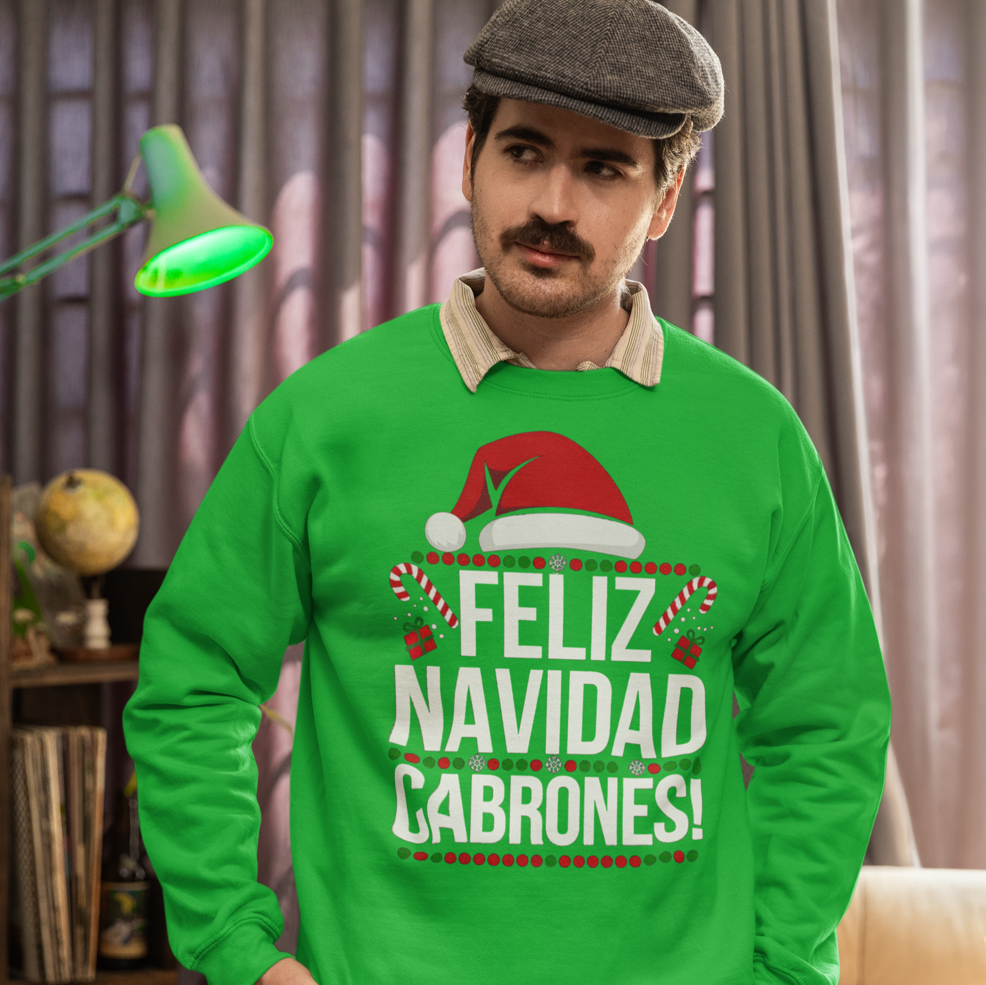 Pull de Noël « Feliz Navidad Cabrones » | Sweat-shirt confortable col rond | Noël latino amusant | 4 couleurs