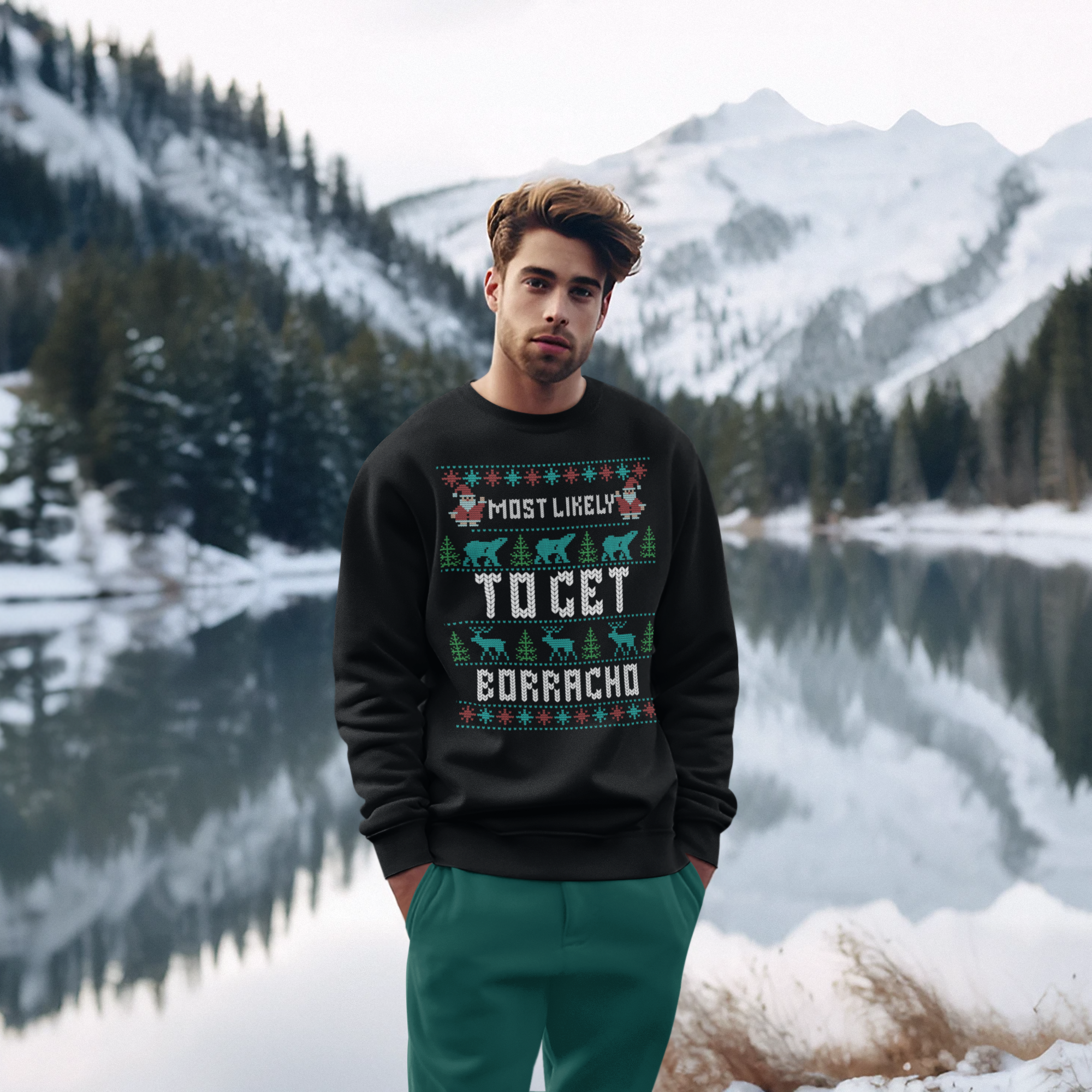 Pull de Noël moche « Most Likely To Get Borracho » | Latino | 3 couleurs