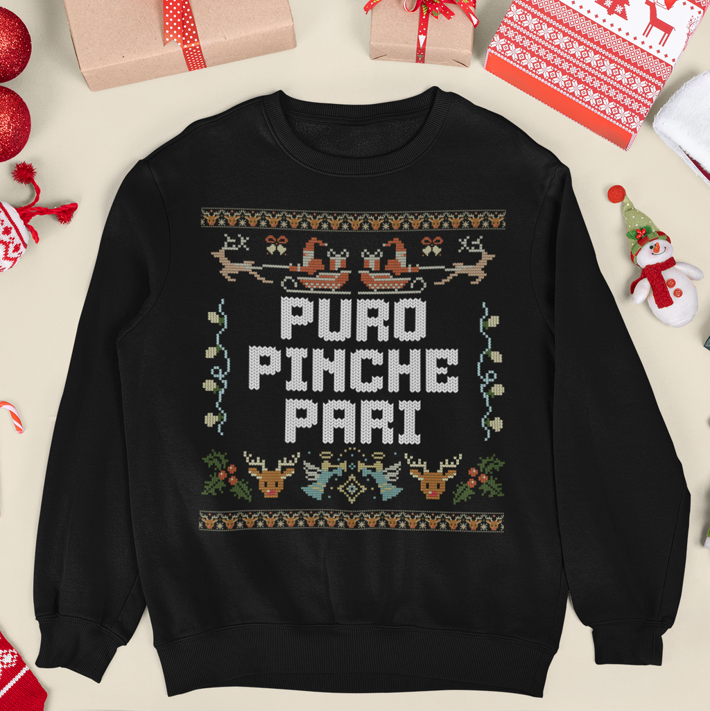Pull de Noël Moche Latino Puro Pinche Pari Chingo | Bling Drôle | 3 Couleurs