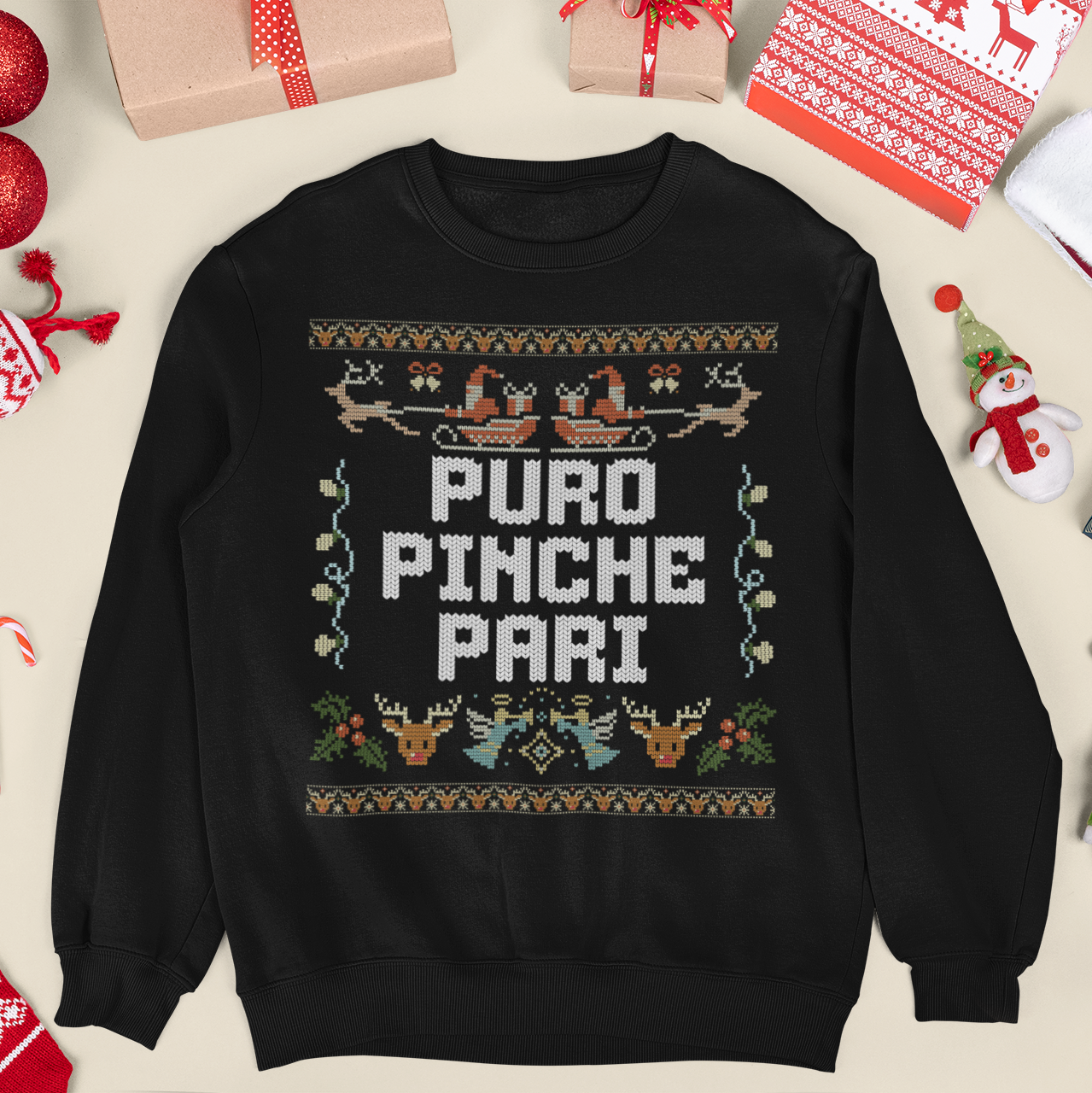 Pull de Noël Moche Latino Puro Pinche Pari Chingo | Bling Drôle | 3 Couleurs