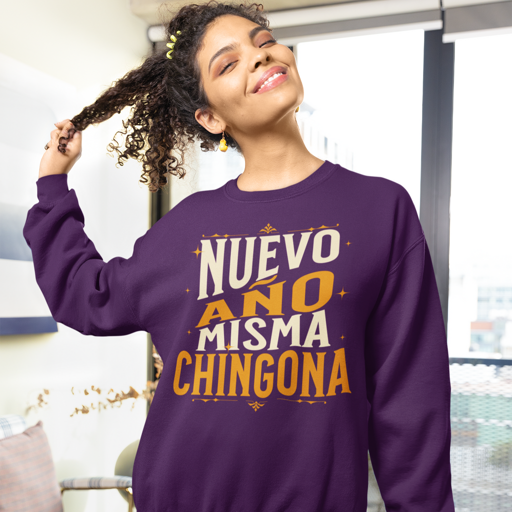 Nouveau An Même Chingona Latino Joyeux Nouvel An 2027 Pull Col Rond | Drôle Nouveau An | 3 Couleurs