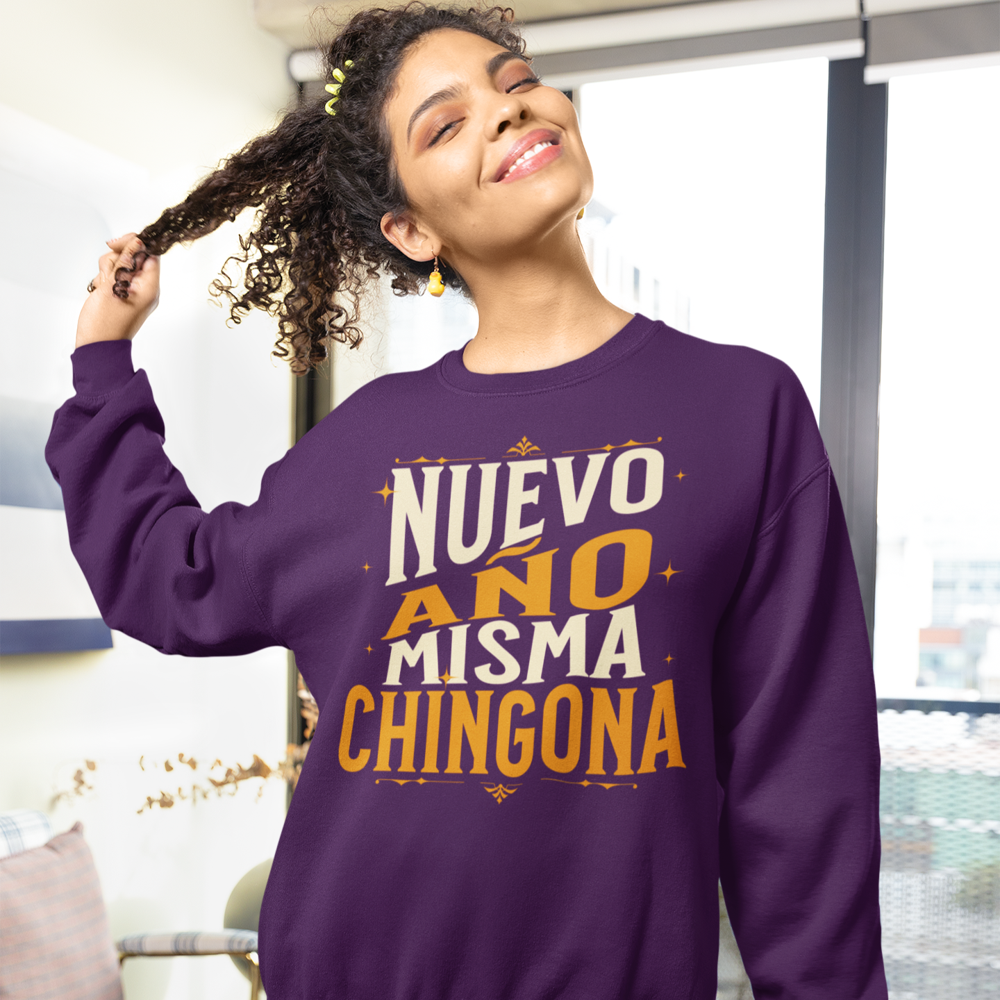 Nouveau An Même Chingona Latino Joyeux Nouvel An 2027 Pull Col Rond | Drôle Nouveau An | 3 Couleurs