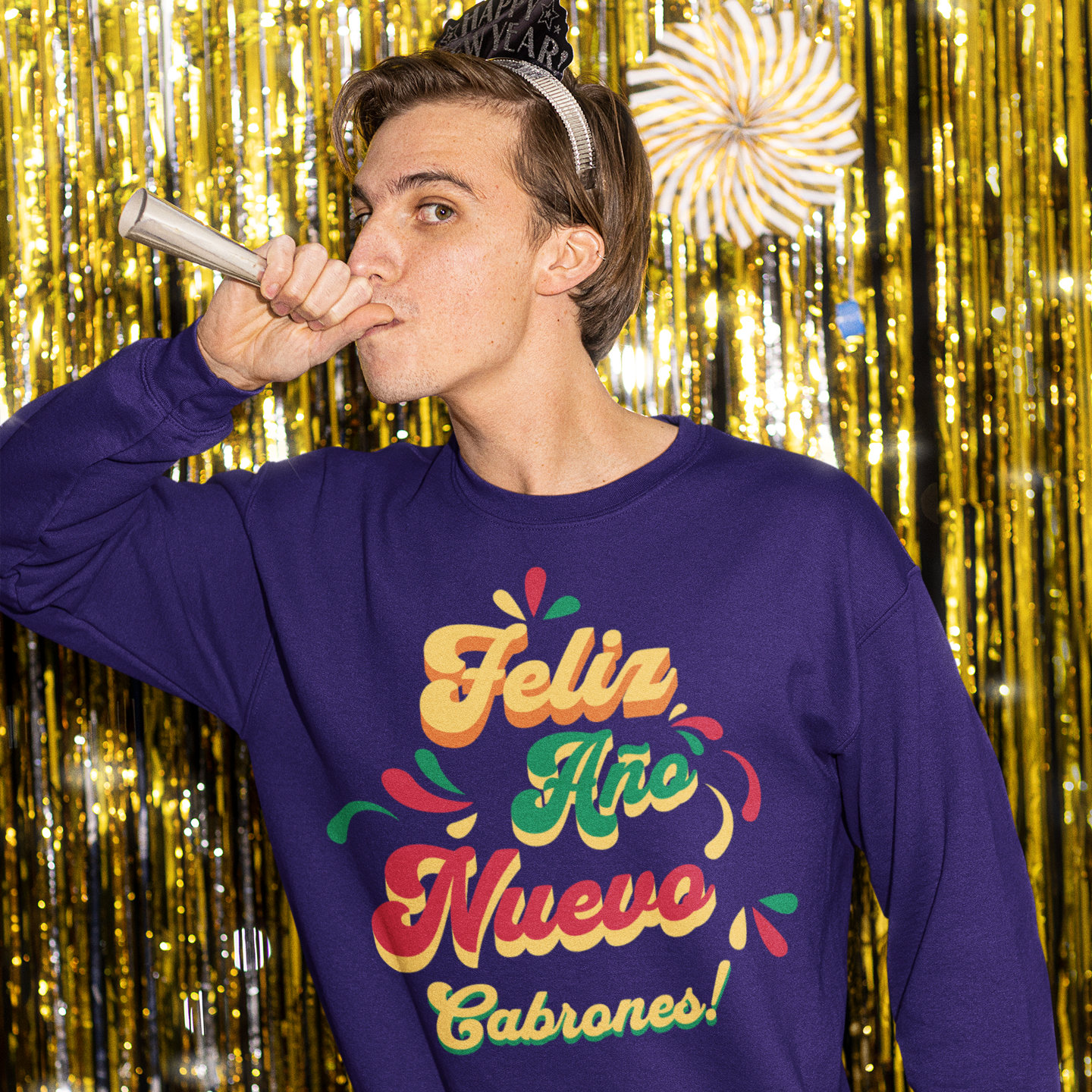 Feliz Año Nuevo Cabrones ! 2027 Nouvel An Latino Sweat ras du cou | Réveillon drôle | 3 couleurs