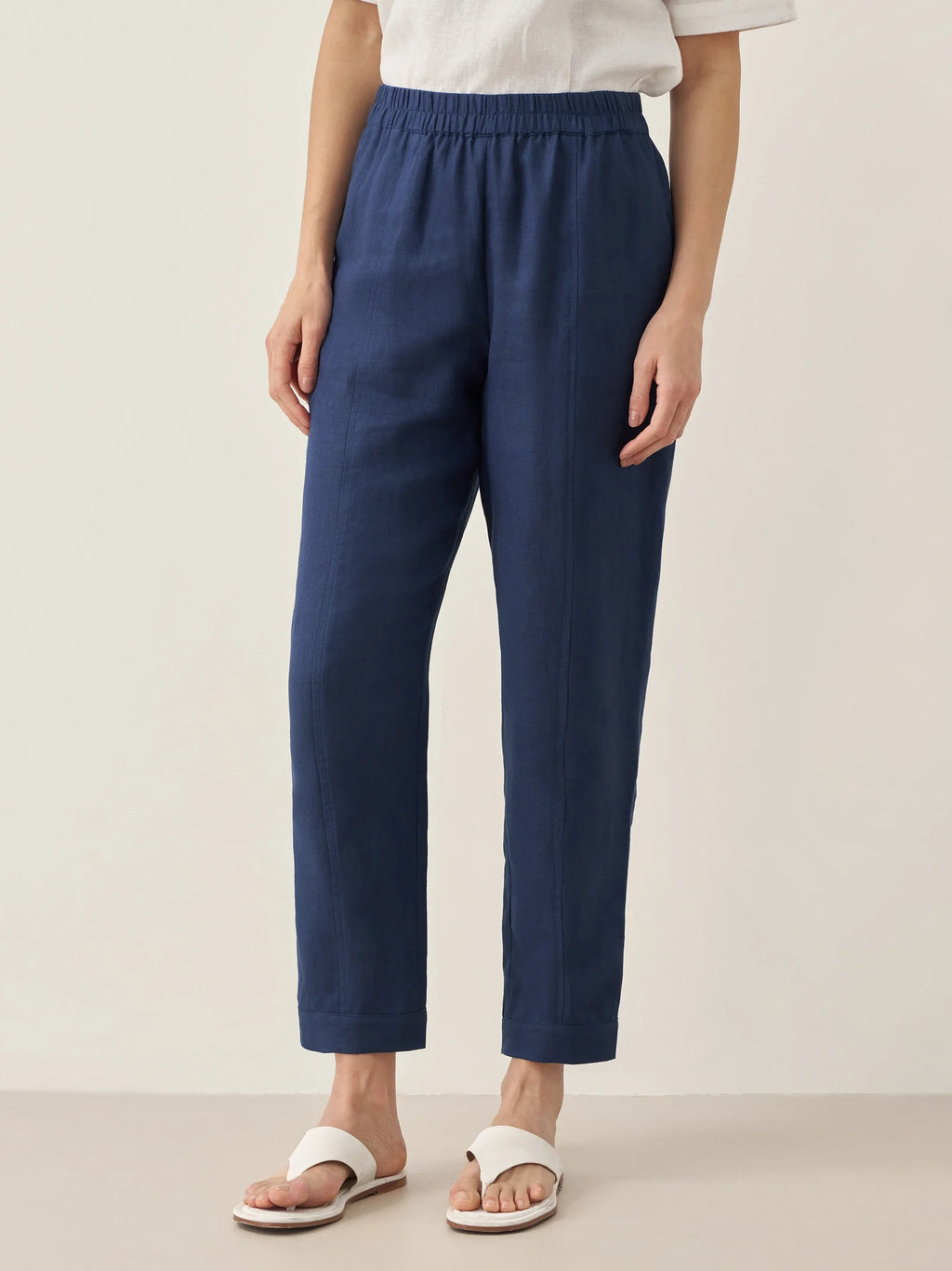 Pantalon droit 100 % lin avec taille élastique PATRICE