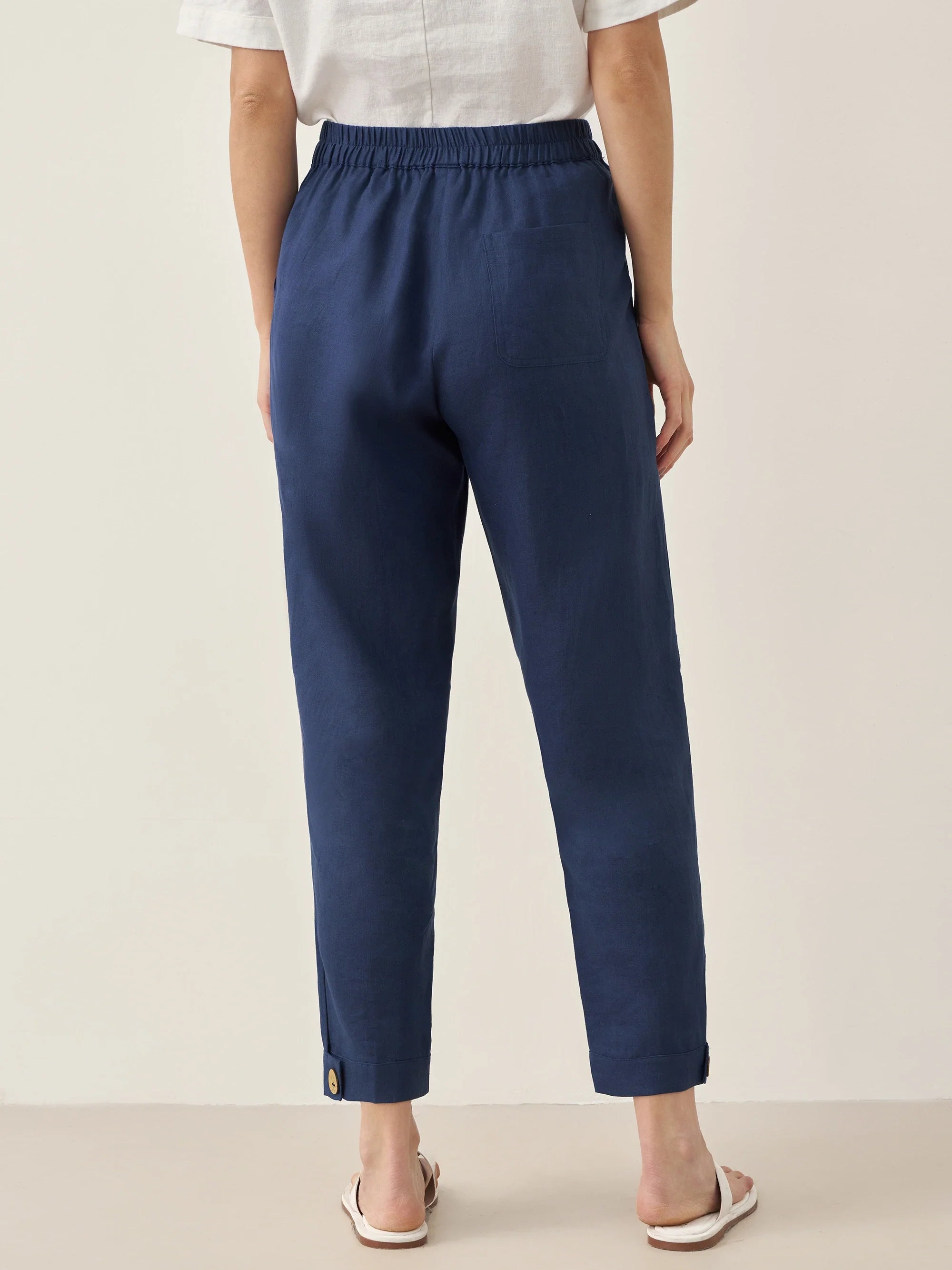 Pantalon droit 100 % lin avec taille élastique PATRICE