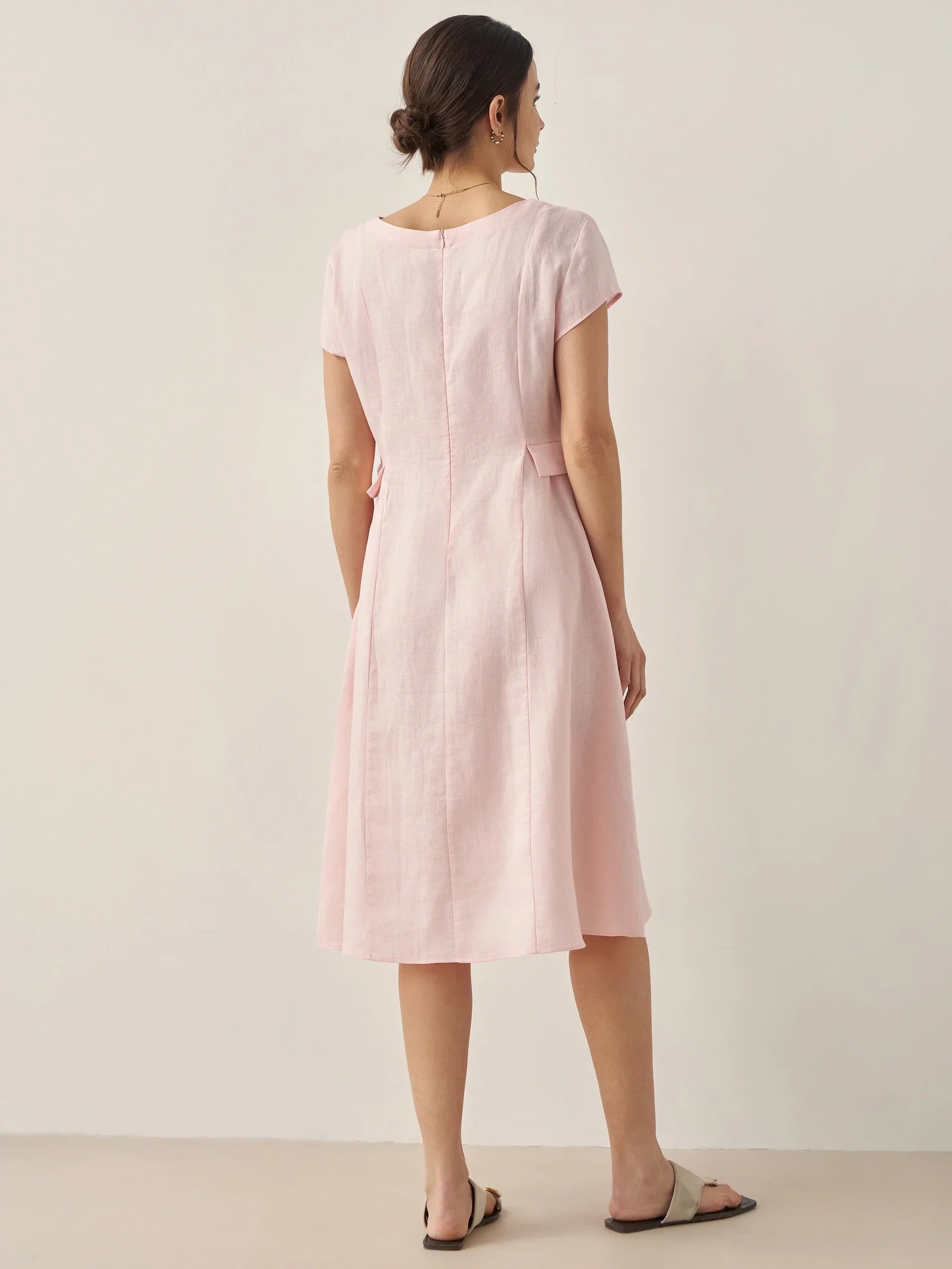 Robe d'été ALEXA 100 % lin naturel col V