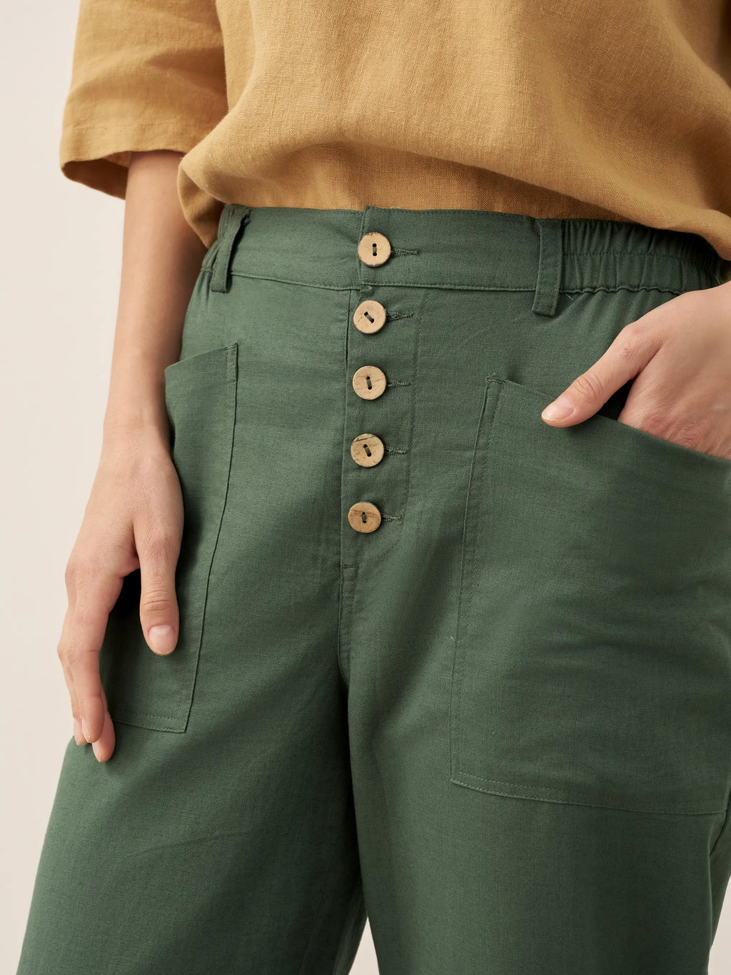 Pantalon HEIDI en lin à boutons dissimulés