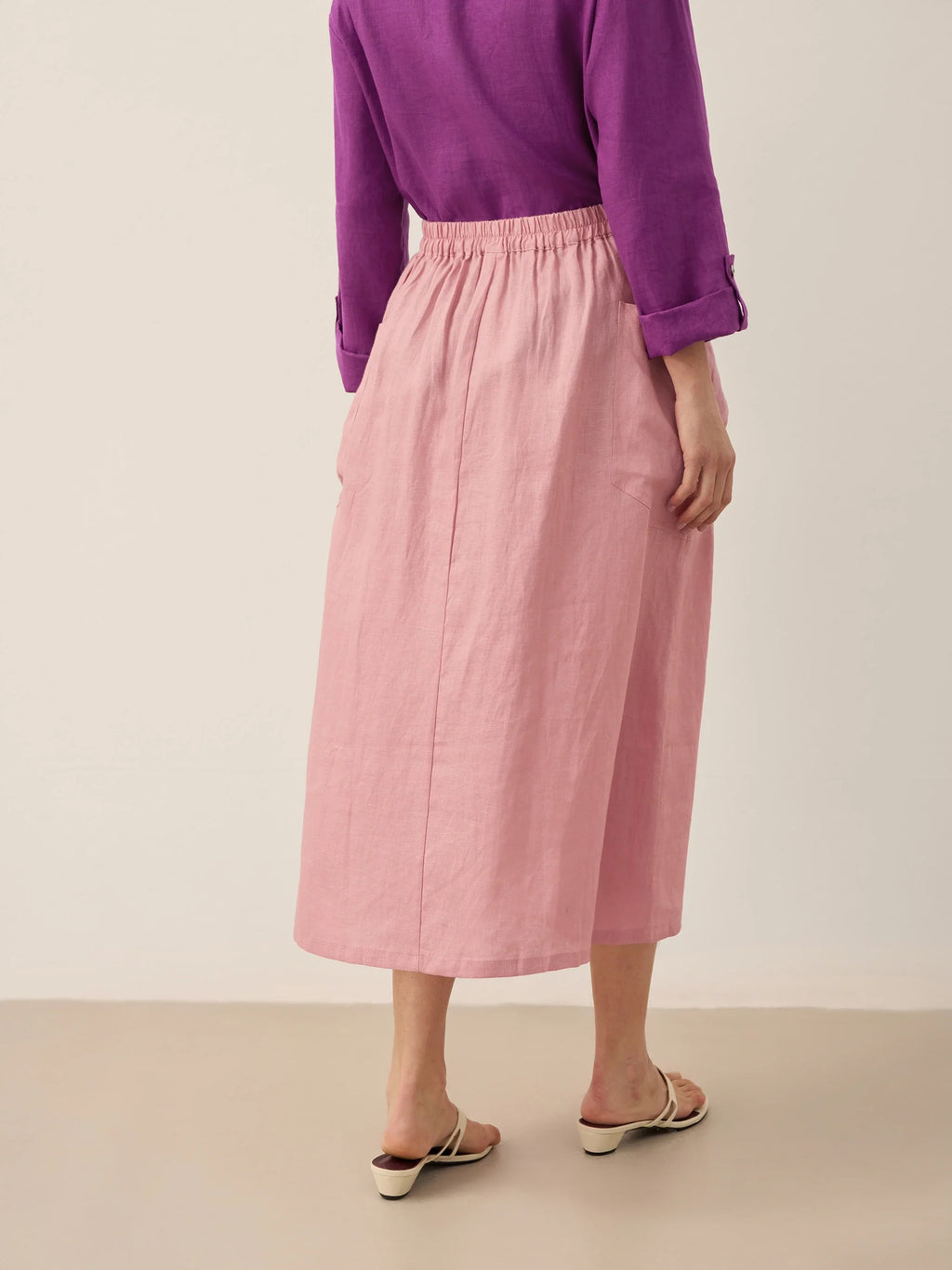 Jupe taille élastique 100 % lin MARINA