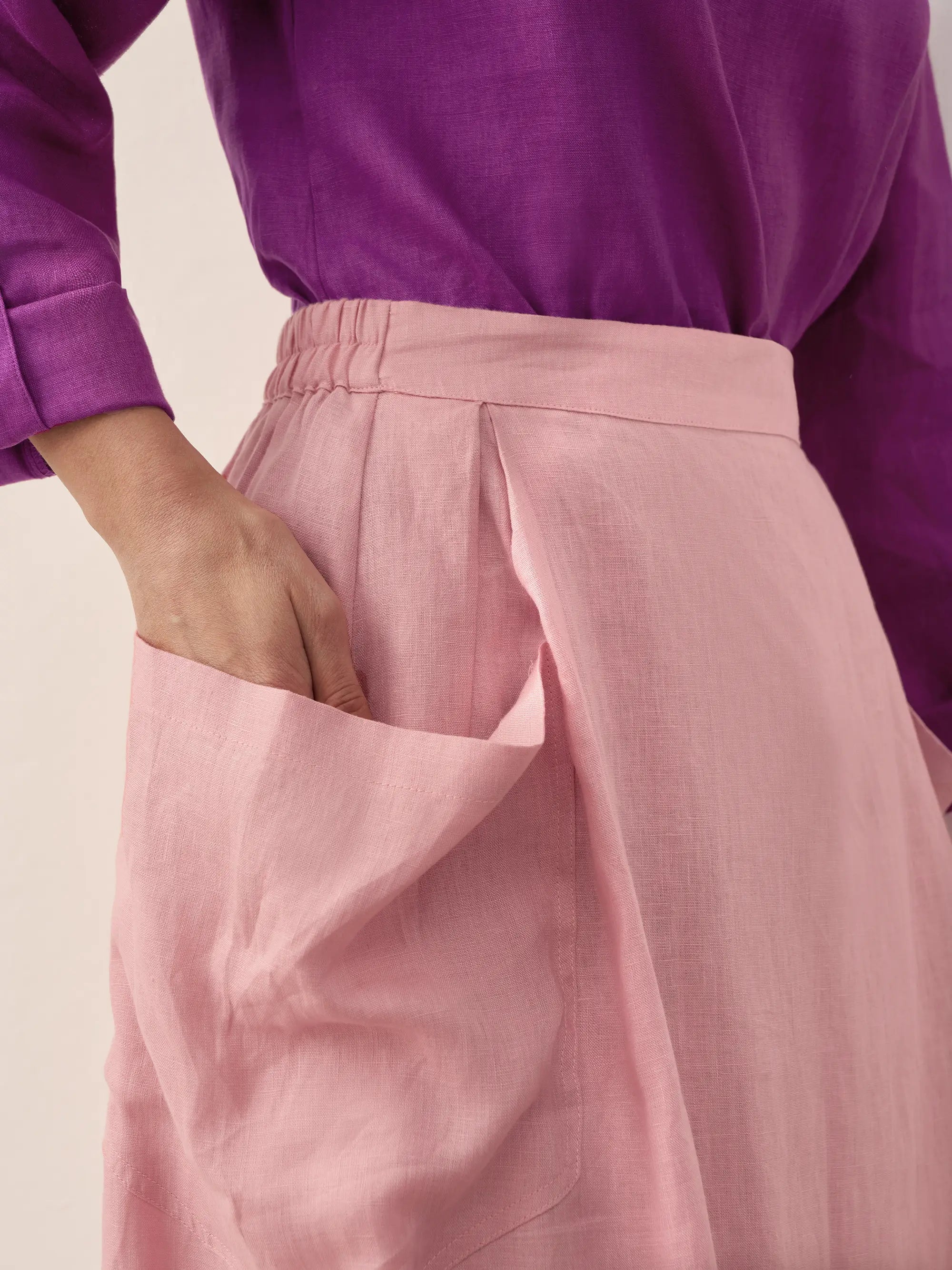 Jupe taille élastique 100 % lin MARINA