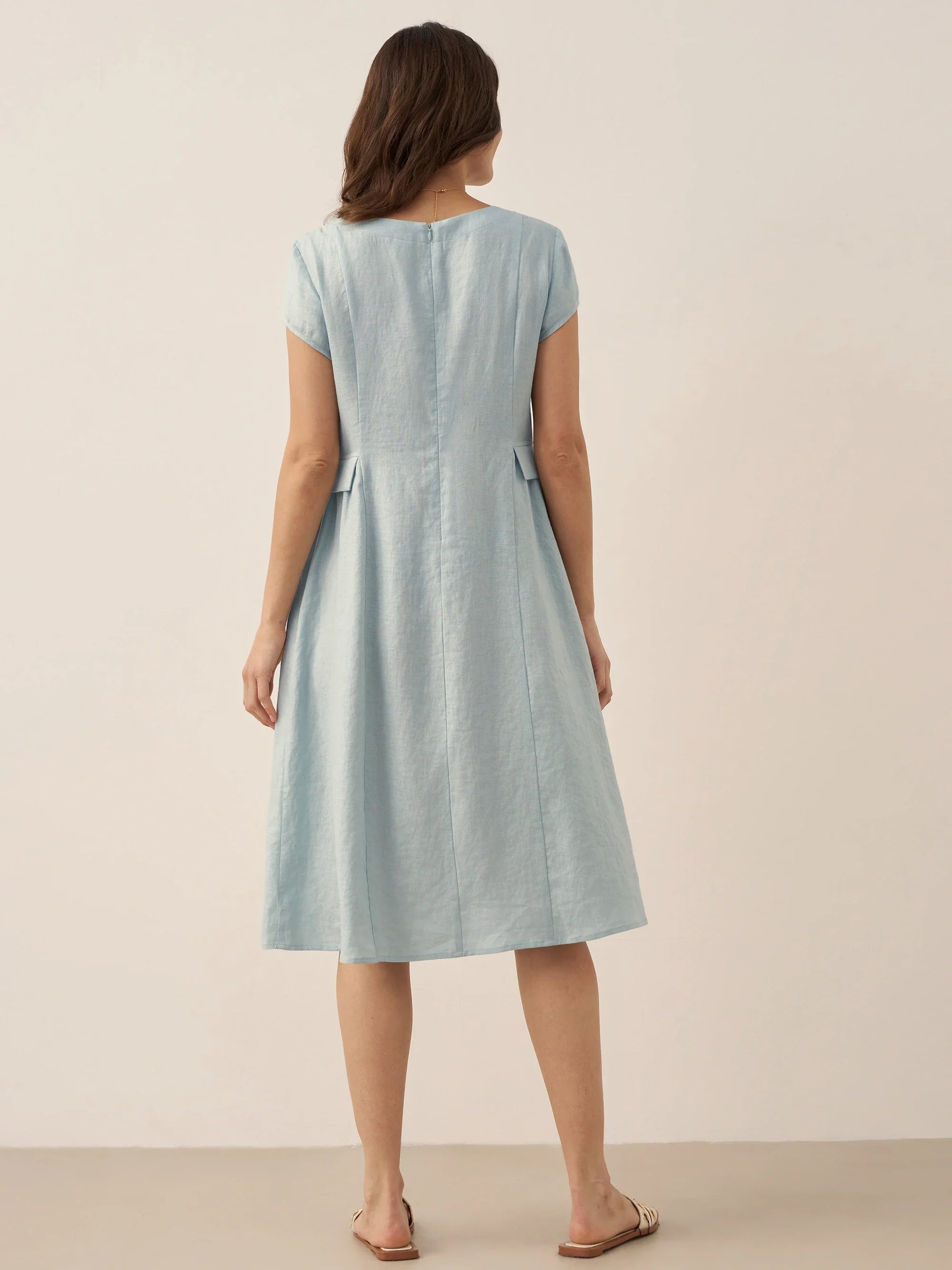 Robe d'été ALEXA 100 % lin naturel col V