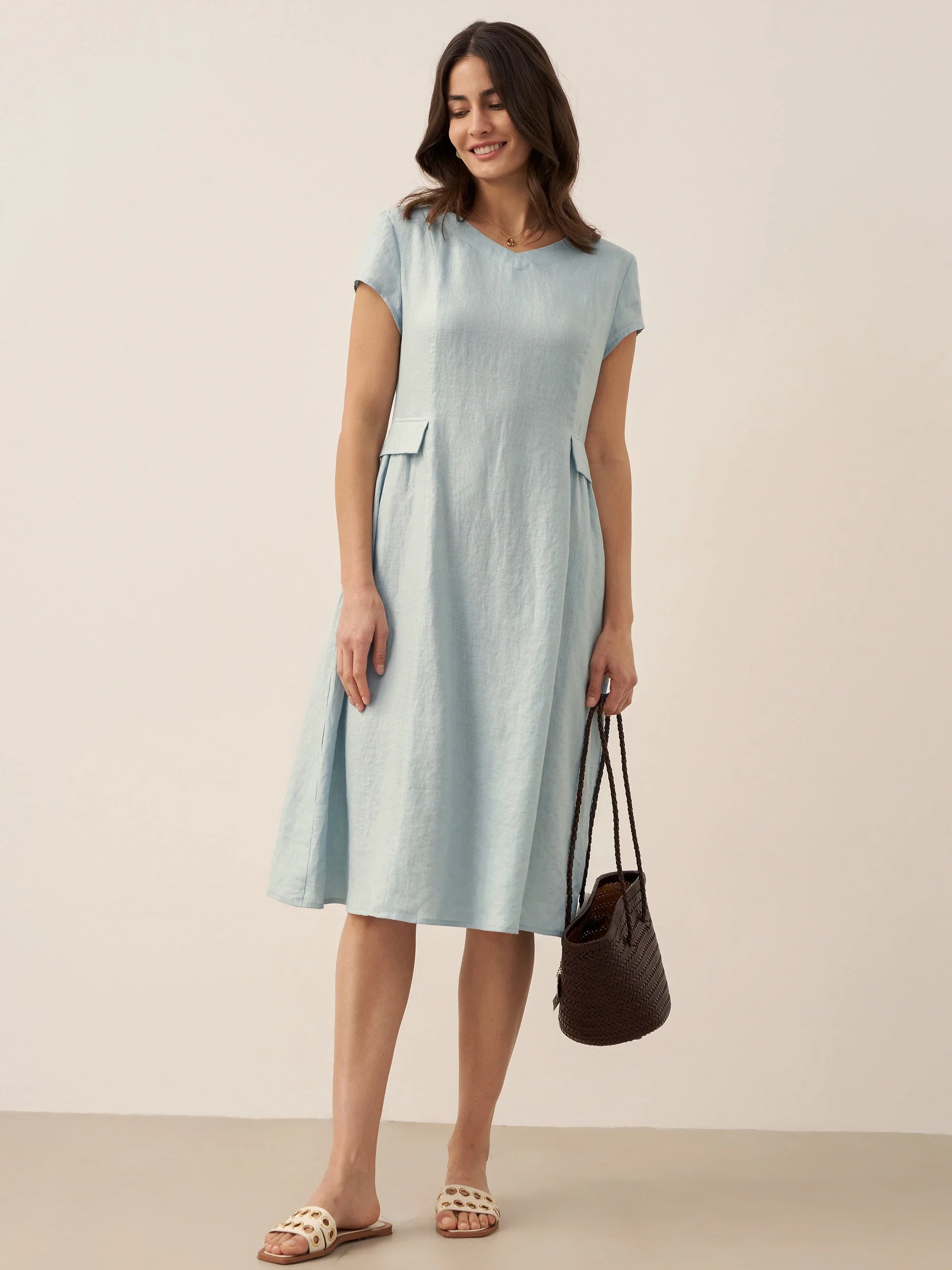 Robe d'été ALEXA 100 % lin naturel col V