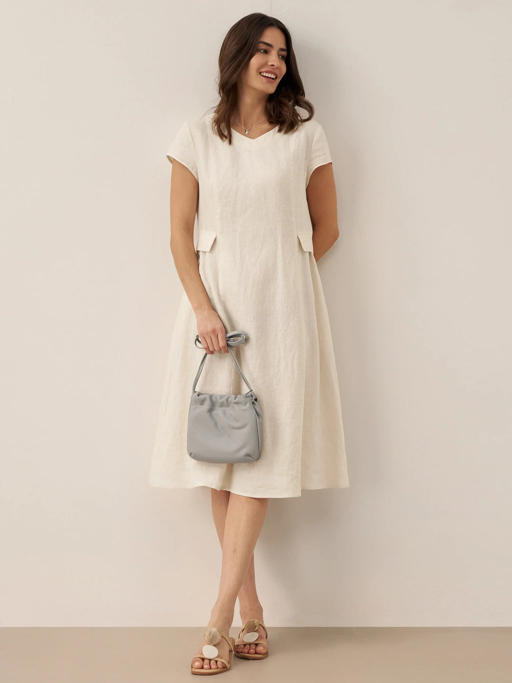 Robe d'été ALEXA 100 % lin naturel col V