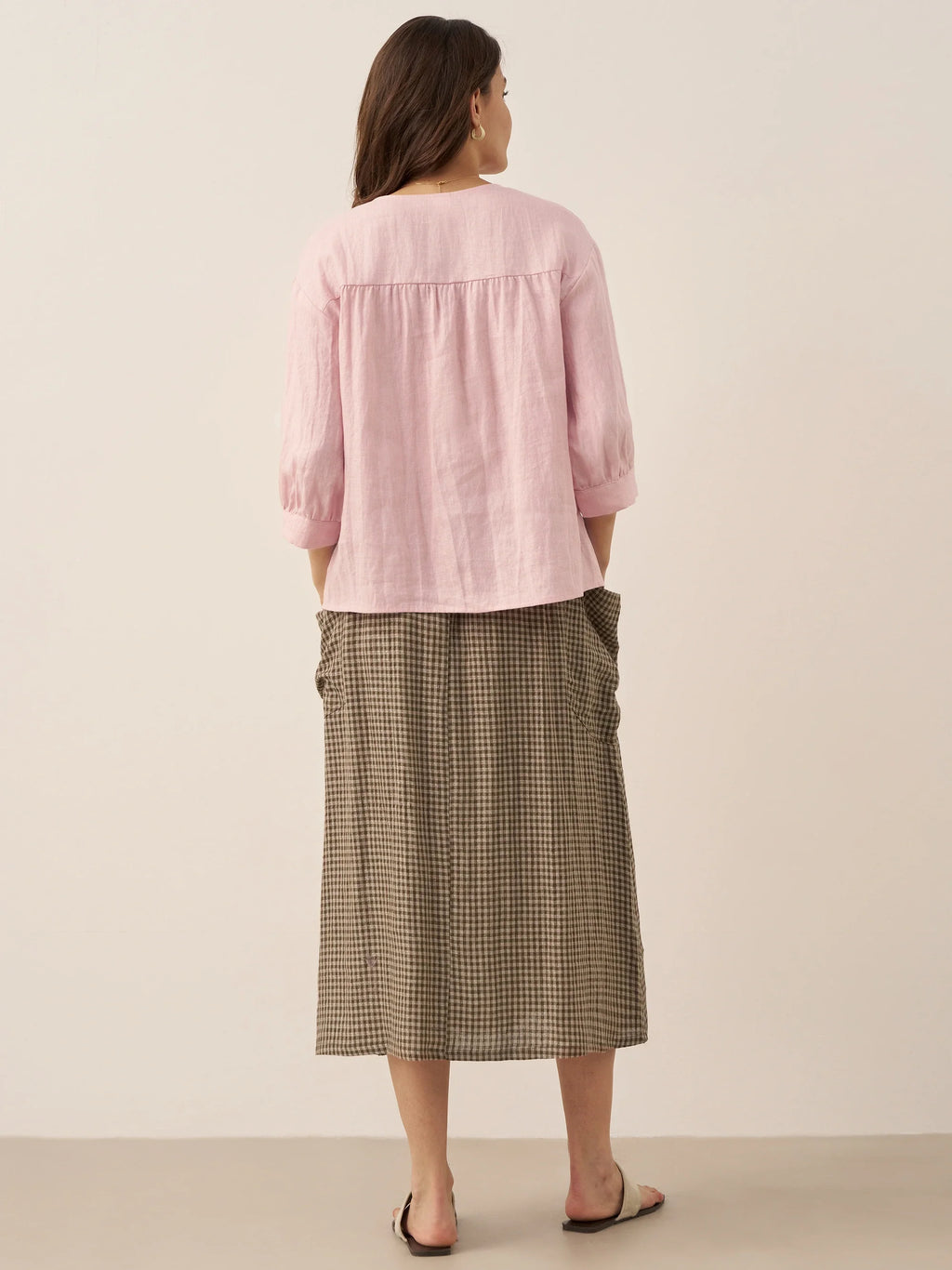 Jupe taille élastique 100 % lin MARINA