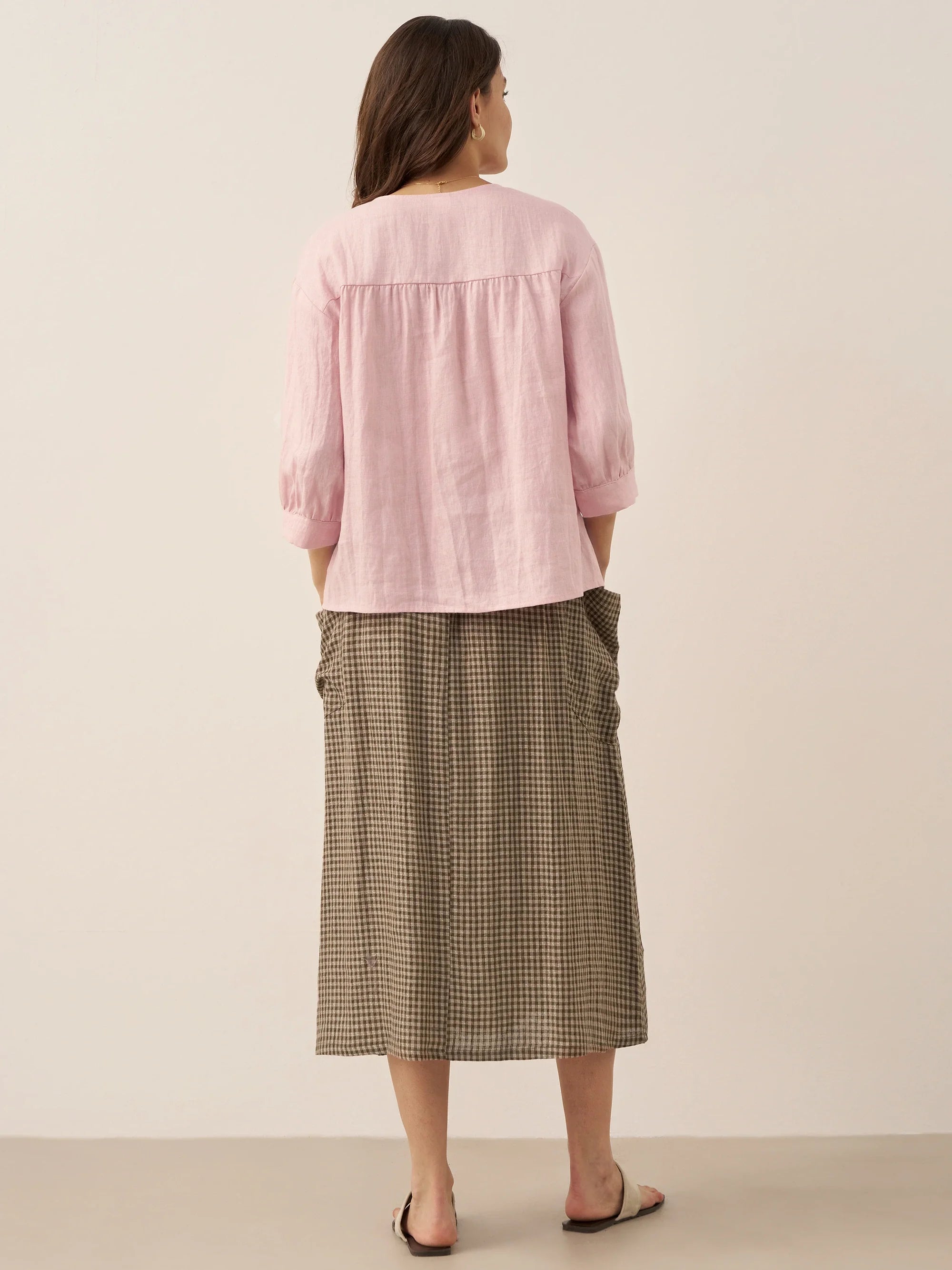 Jupe taille élastique 100 % lin MARINA