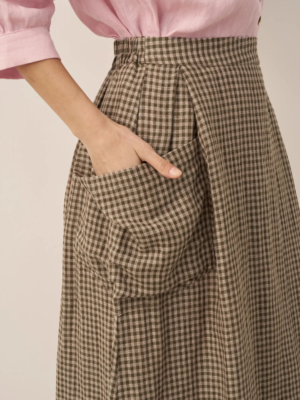 Jupe taille élastique 100 % lin MARINA