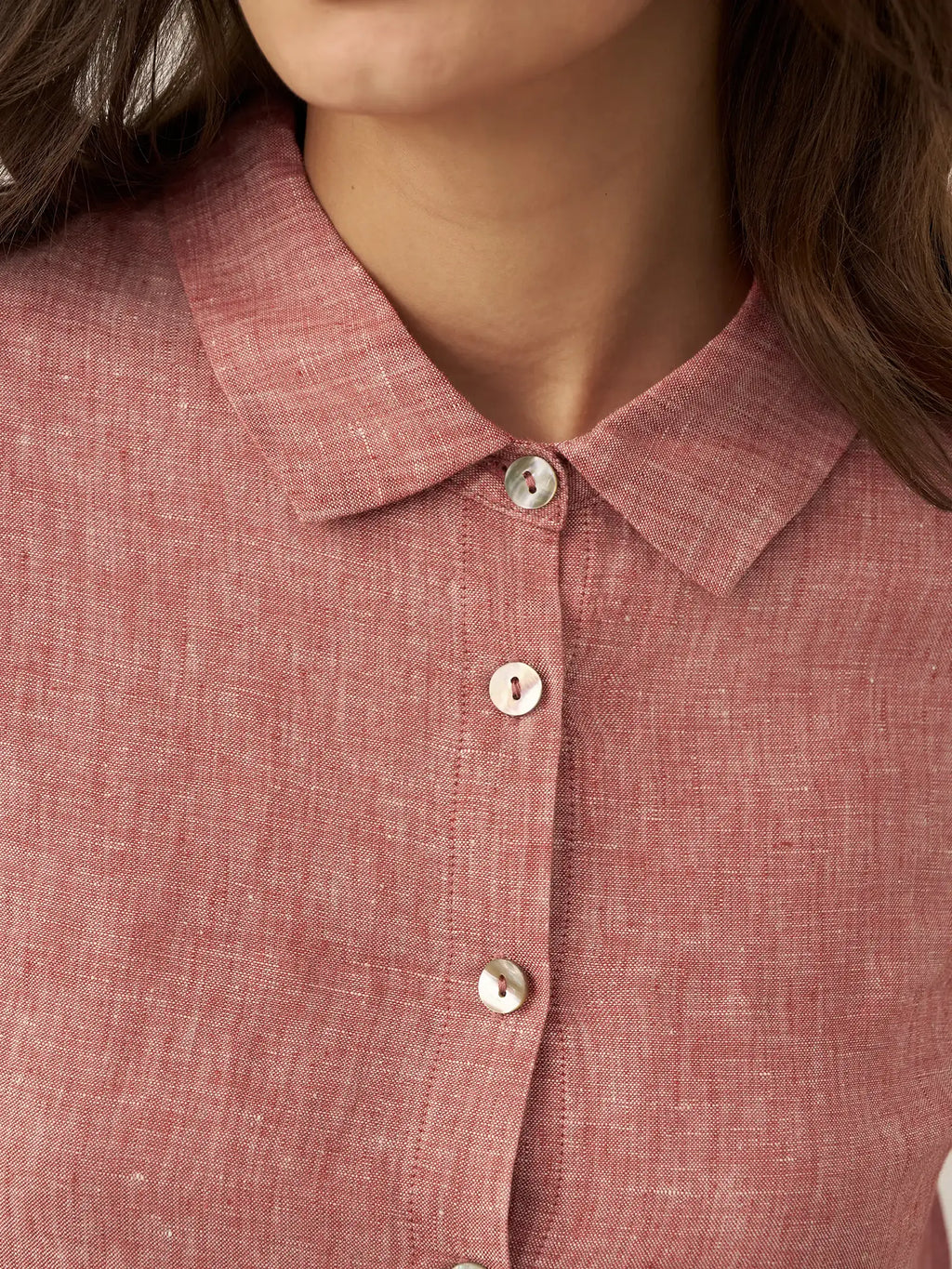 Chemise color block boutonnée 100 % lin JANICE