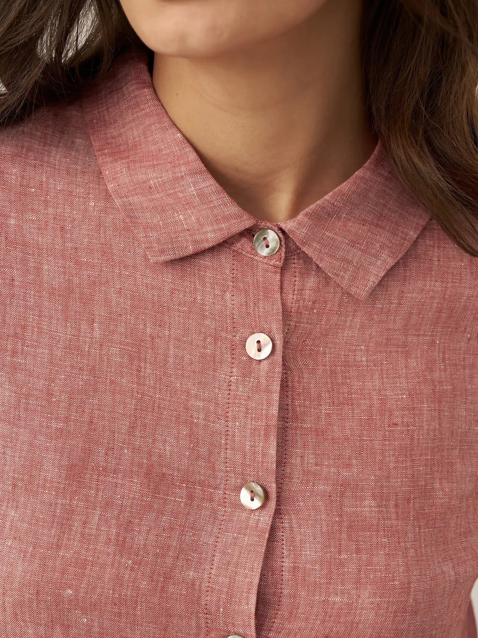 Chemise color block boutonnée 100 % lin JANICE