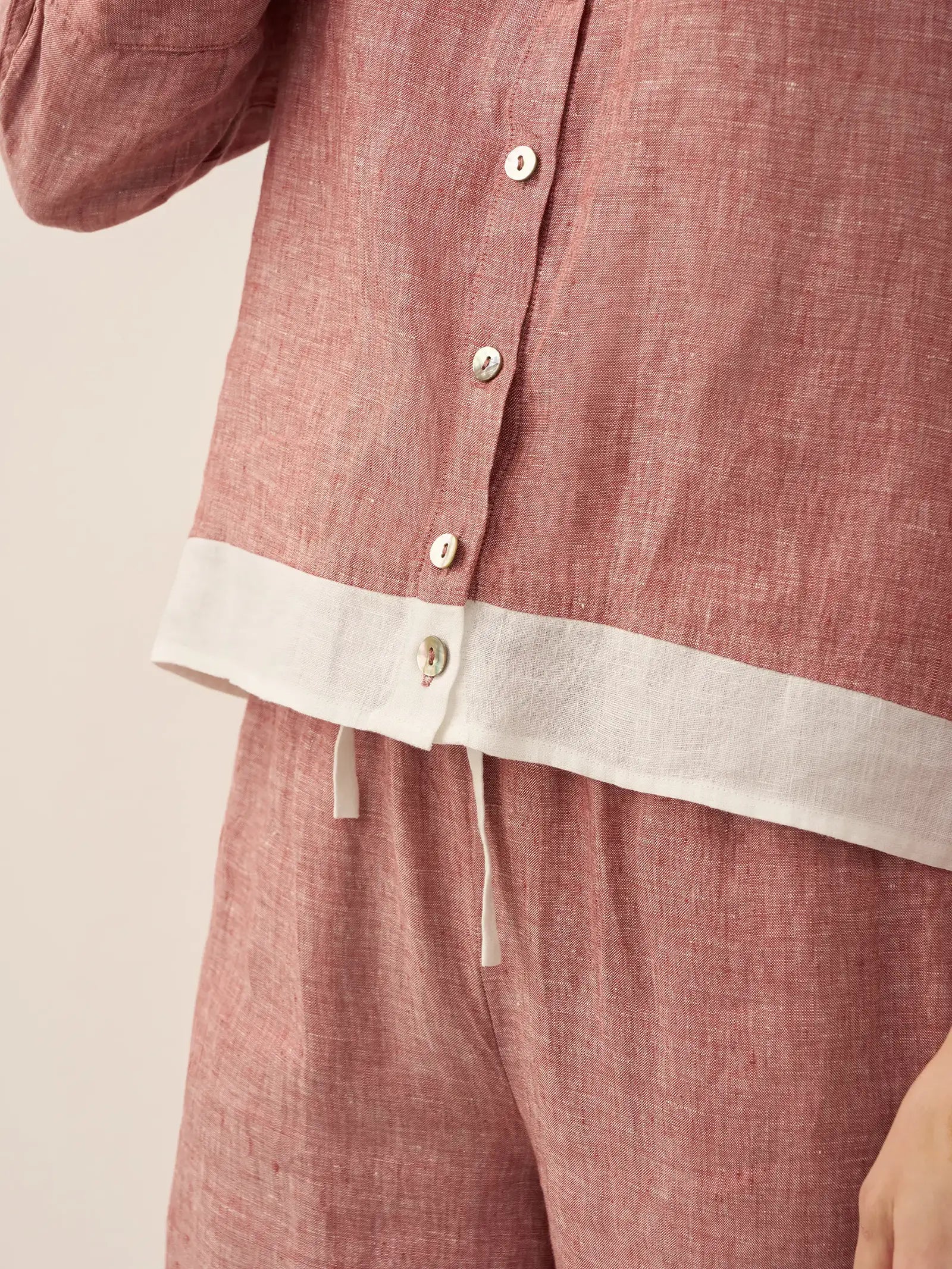 Chemise color block boutonnée 100 % lin JANICE