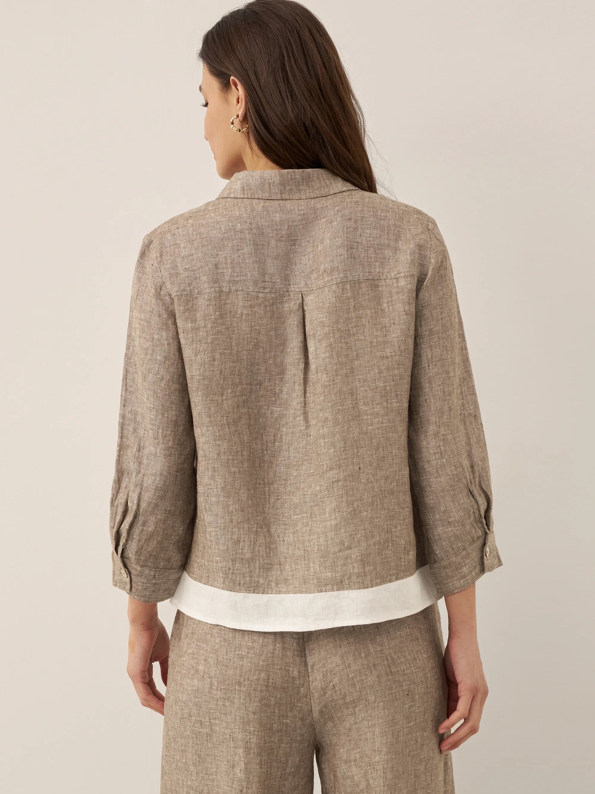Chemise color block boutonnée 100 % lin JANICE