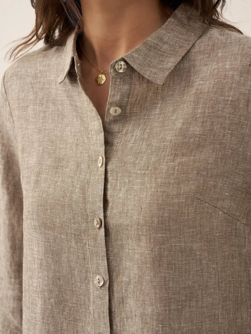 Chemise color block boutonnée 100 % lin JANICE