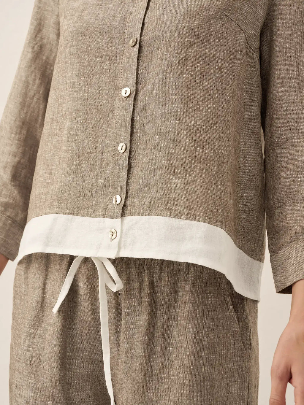 Chemise color block boutonnée 100 % lin JANICE