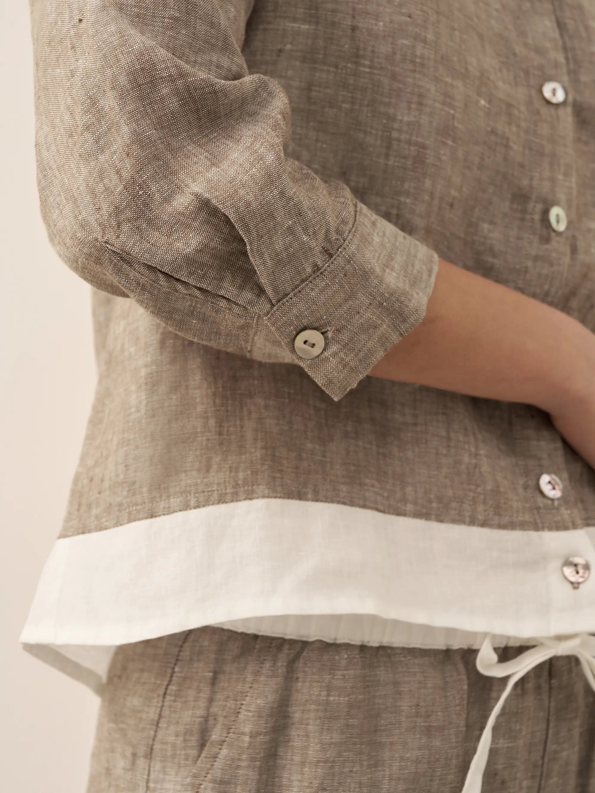 Chemise color block boutonnée 100 % lin JANICE