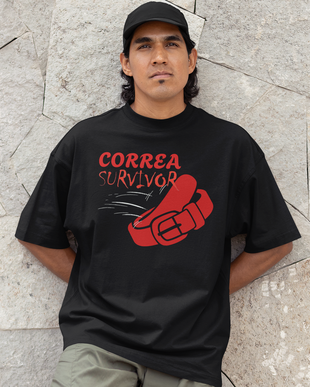 Correa Belt Survivor T-shirt | Chancleta Cinturon Joke Design Latino Pride Funny Viral Tees