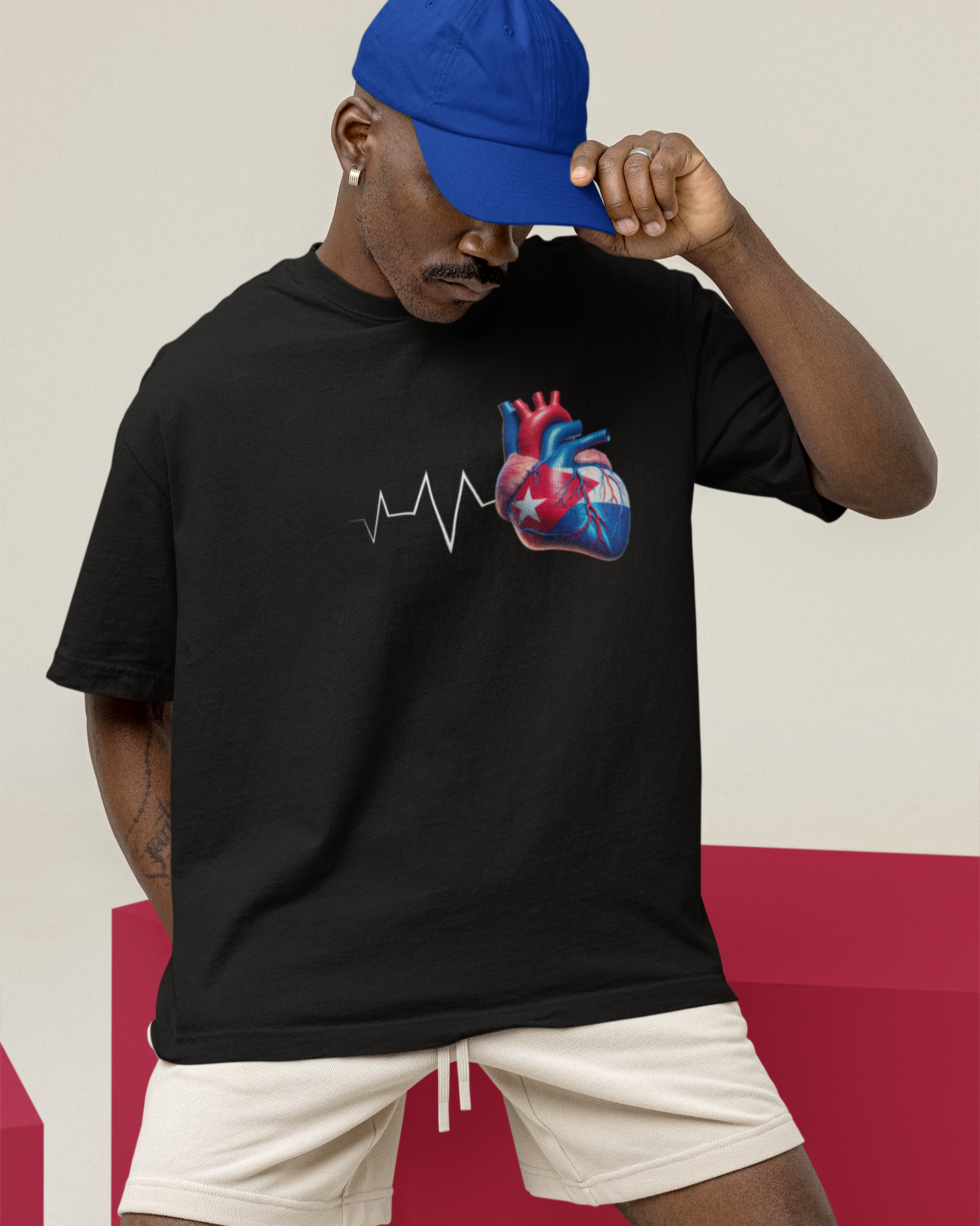 T-shirt CUBA Always In My Heart | Battement de cœur cubain Corazon | T-shirts drôles viraux Fierté latine